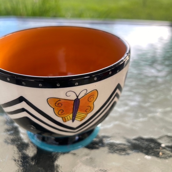Laurel Burch butterfly pedestal bowl - Picture 3 of 7